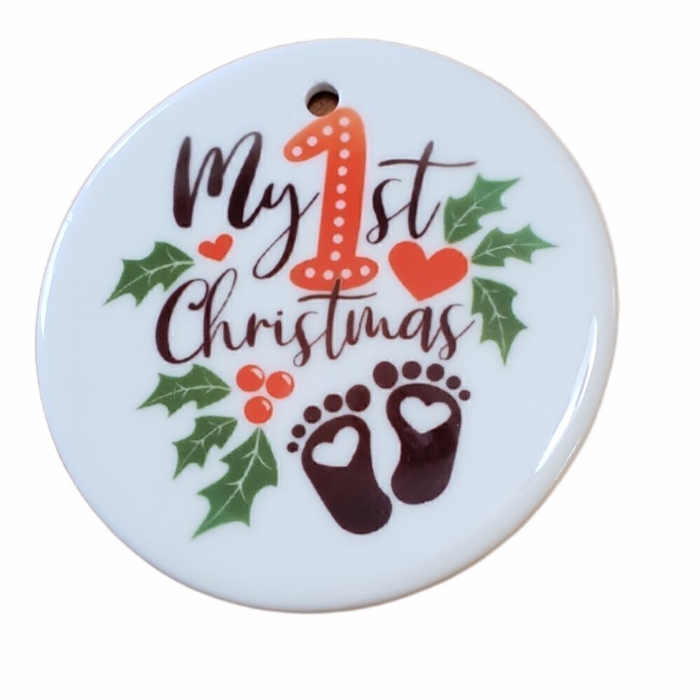 My first Christmas, 3 inch white ceramic ornament